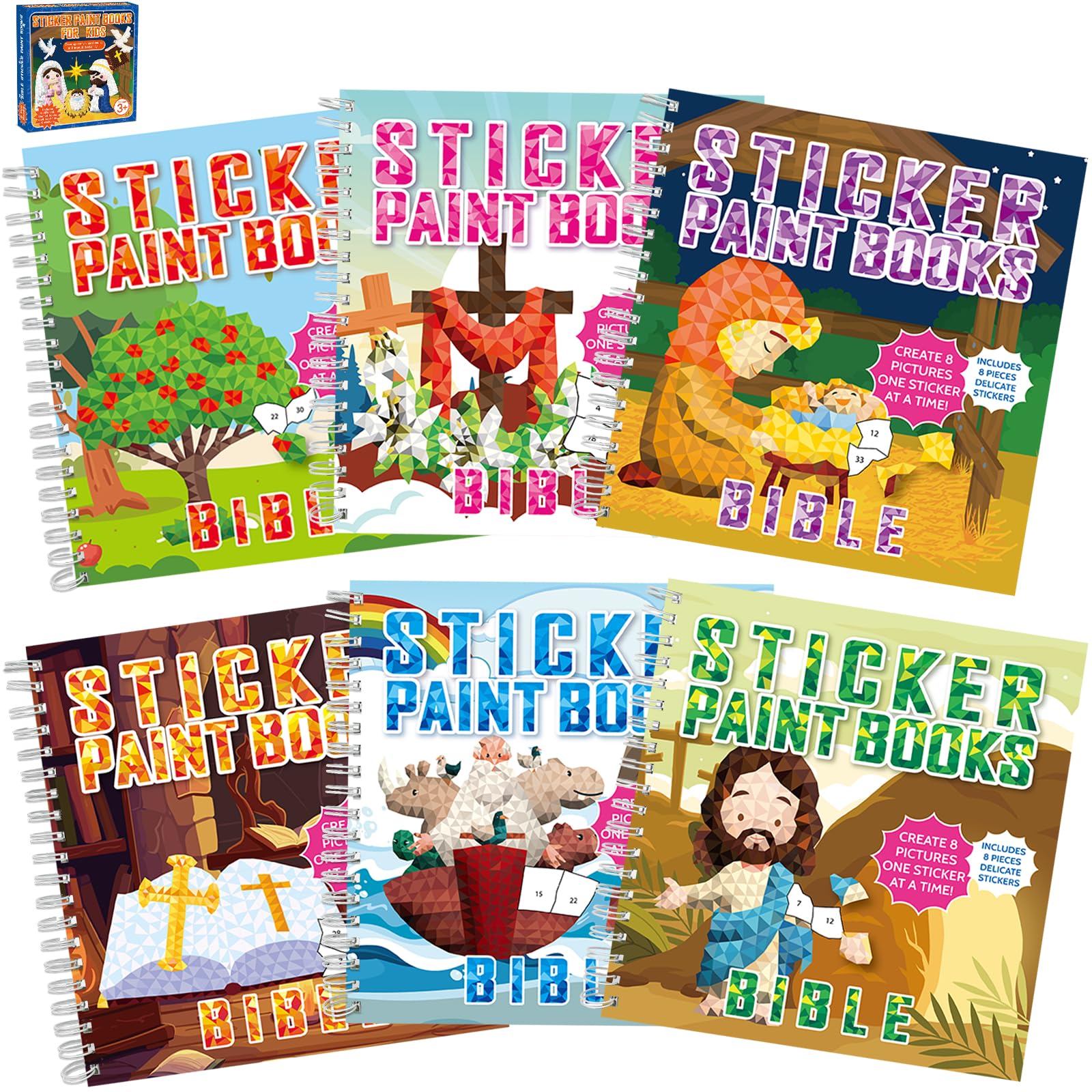 ハンドメイドシール★聖書  セピアカラー Amazon.com: 6PCS Bible Paint by Stickers for Kids Ages 4-8 VBS